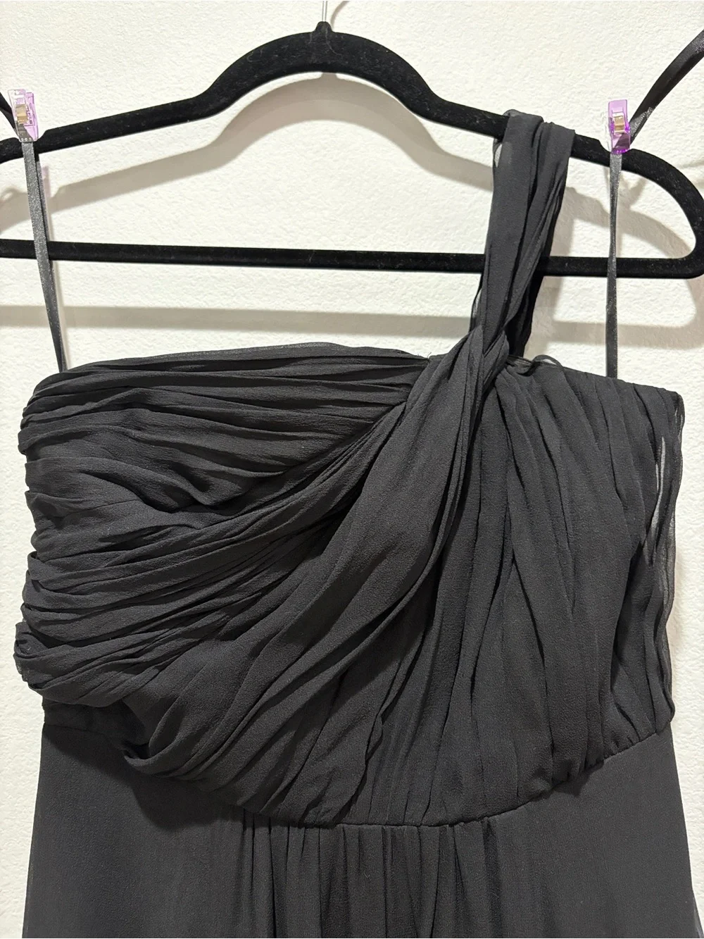 Ann Taylor Black Silk One Shoulder Maxi Dress Size 4